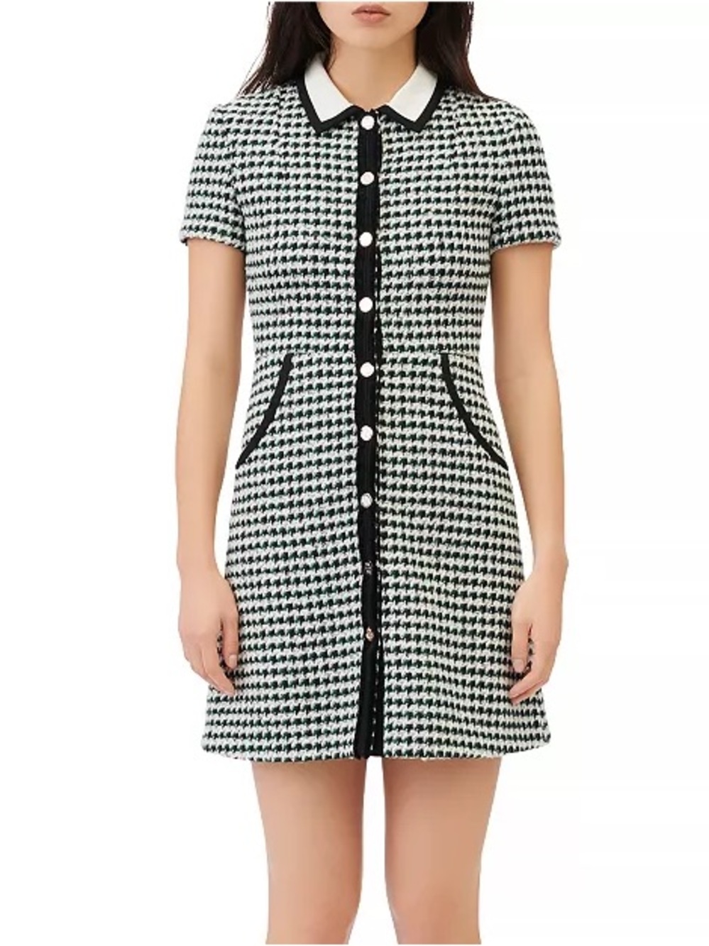 Maje Renaga Collared Tweed Mini Dress